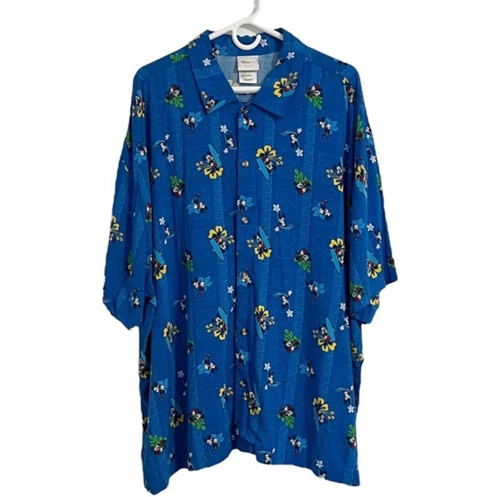 Disney Store Exclusive Hawaiian Mickey Surf Short Sleeve Polo Shirt Size XXL
